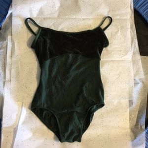Forest Green Velvet Top Mirella V back Leotard